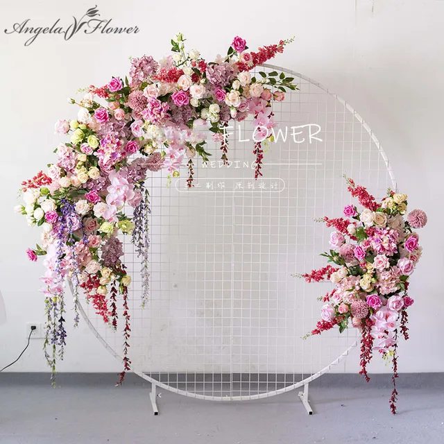 אישית אירופאי חתונה קשת דקור מלאכותי פרח ברזל יצוק חתונה אבזרי מזויף פרח שורה חתונה רקע פרח קיר|Artificil ∓ Dried Flowers|  