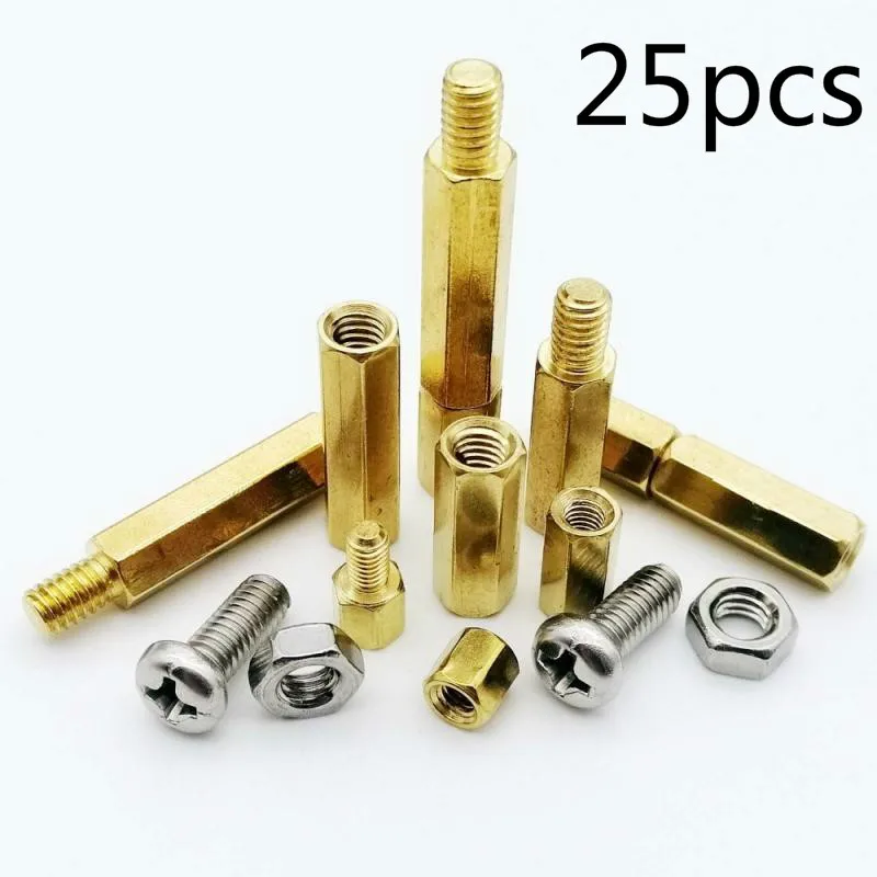 25PCS Brass M3X15MM Male to Femal Spacer Hex Column Standoff Support PCB 