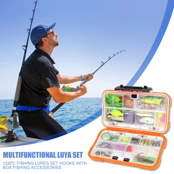 

122pcs/set Fishing Tackle Soft Fishing Lure Hard Bait Multi-function Hook Connector with Box Fishing Kit Supplies