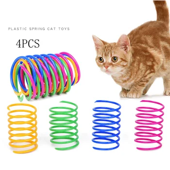 

Cute Cat Spring Toys Wide Durable Heavy Gauge Plastic Colorful Springs Cat Toy Playing Toys for Kitten Pet Accessories Set