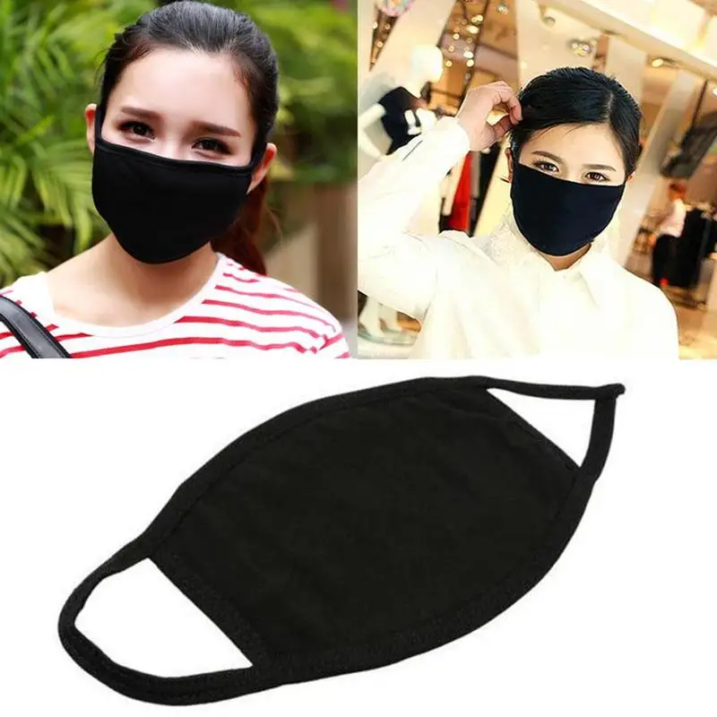 Пылезащитная маска черная хлопковая маска для губ унисекс рот-Муфельная Тканевая маска для лица двухслойная