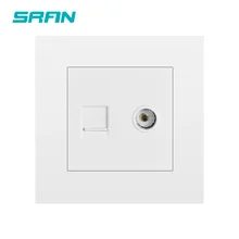 SRAN ТВ/компьютер слабый электричество настенная розетка Материал огнестойкий ПК материал панели 86*86 мм бытовой ТВ+ COM розетка