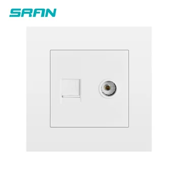 

SRAN TV/computer weak electricity wall socket new material flame retardant PC material panel 86*86mm household TV+COM outlet