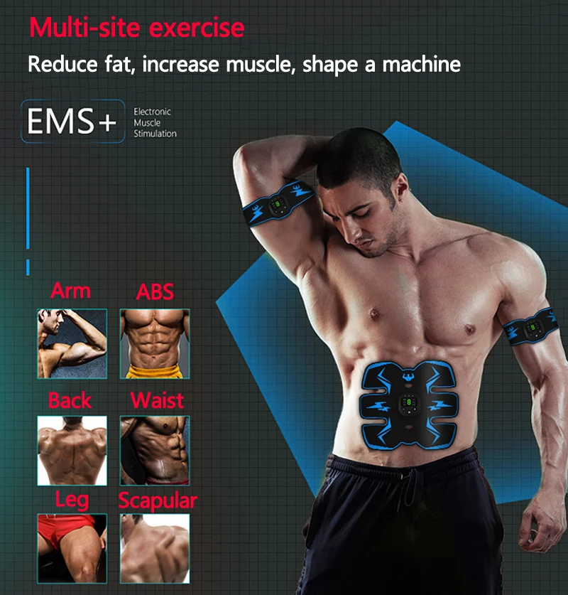 Мышечный Стимулятор тренер EMS Abs Фитнес оборудование брюшной полости Тренировка мышц Тонер для упражнений для тела потеря веса, похудения массаж