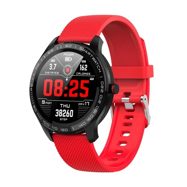 Red silicon Смарт-часы L9 ECG PPG, мужские часы с Bluetooth, спортивные Смарт-часы, IP68, водонепроницаемые, с поддержкой sim-карты, пульсометр, кровяное давление, reloj - Цвет: Red silicon