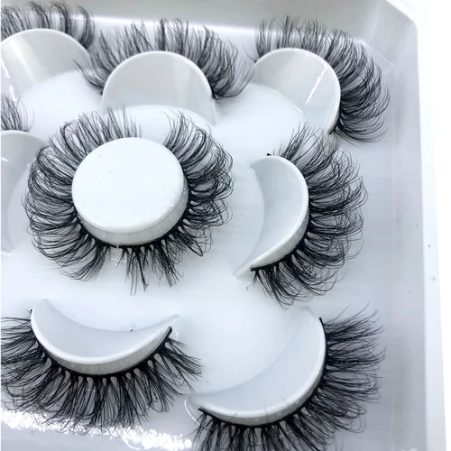 HBZGTLAD 천연 3D 인조 속눈썹, 가짜 속눈썹, 메이크업 키트, 밍크 속눈썹 연장, 밍크 속눈썹, 메이크업, 5 쌍, 8-25mm, 신제품 6
