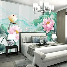 Настроить 3D трехмерный тисненый Лотос Свежий Акварель лист лотоса ТВ фон Большое Настенное панно на заказ зеленые обои