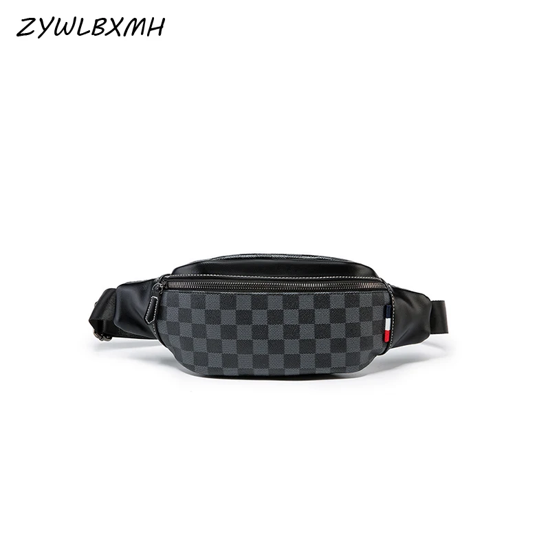 

ZYWLBXMH Lattice Waist Pack Solid Color Waist Bag Men's Chest Bag Waterproof PU Leather Belt Bag Fashion Fanny Pack Banana Bag