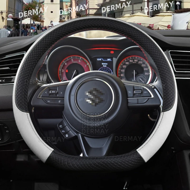 Steering Wheel Cover for Suzuki Swift Car Steering Wheel Cover Microfiber Leather + Carbon Fiber Auto Accessories