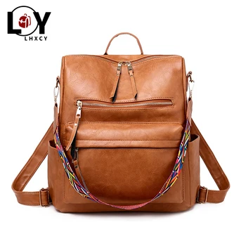

Large Backpack Multifunction Double Zipper Womens Travel Backpack High Quality Pu Leather Bags For Women Fashion Backpack Purses