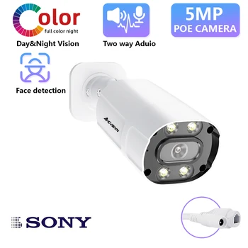 

Full Color Night Vision Security Camera 4K Outdoor Two-Way Audio POE CCTV Video Surveillance Camera HD 5MP Bullet Camera H.265