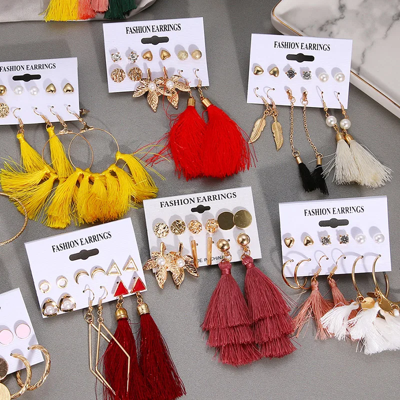 Роскошные серьги подвески FNIO в богемном стиле с золотыми кисточками для женщин и