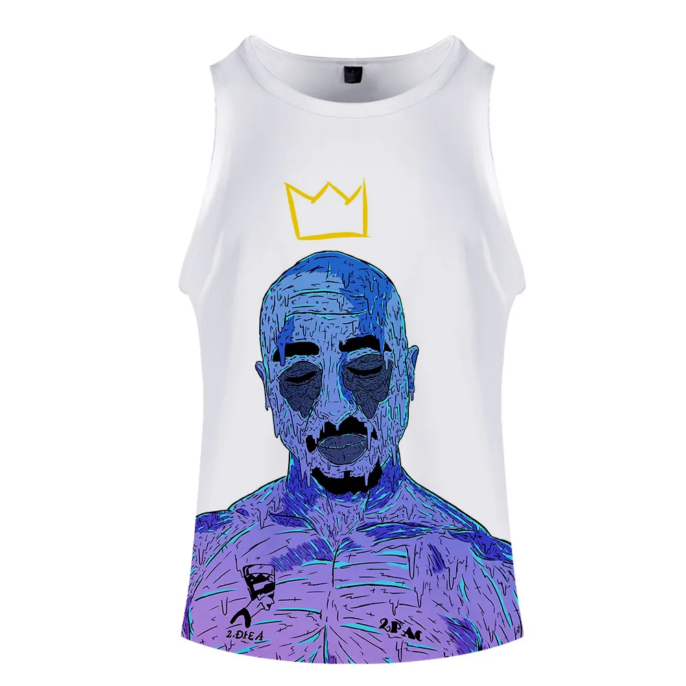 Tupac 2pac, 3d принт, майка, мужская, хип-хоп, без рукавов, рубашка, бодибилдинг, Летний жилет, harajuku, уличная одежда, топы, брендовая одежда