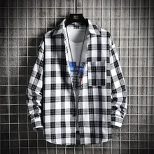 2021 moda masculina xadrez camisa chiques blusa de manga longa homem casual impressão camisas soltas algodão topos blusas primavera notícias