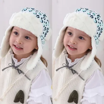 

Baby Winter Hats Caps keep warm Blid Ears Toddler Newborn Baby Boys Girls Leopard Heart Print Villus Hat CapBaby Bonnet шапка
