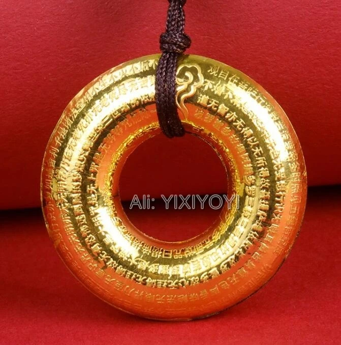 

Прекрасный твердый Золотой инкрустированный Китайский буддизм сердце Сутра Гуаньинь Будда пиксиу Благословение Амулет кулон ожерелье очаровательные ювелирные изделия