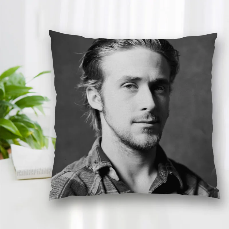 Custom Ryan Gosling Actor Pillow Slips Polyester Decorative Pillowcases Zipper Case Pillowcase Cover Square 40x40cm | Дом и сад