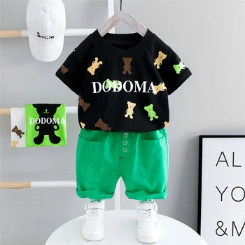 

HYLKIDHUOSE Toddler Infant Clothing 2020 Summer Baby Boys Clothing Sets Short Sleeve Bear T Shirt Shorts Children Clothes