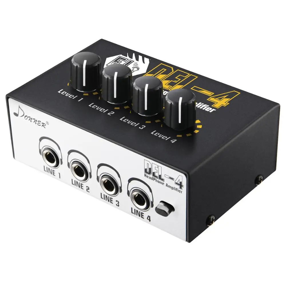 

Donner Headphone Amplifier 4 headset Stereo Mono Mini Headphone Amp for Band Rehearsals Home Entertainment US EU UK Adapter New
