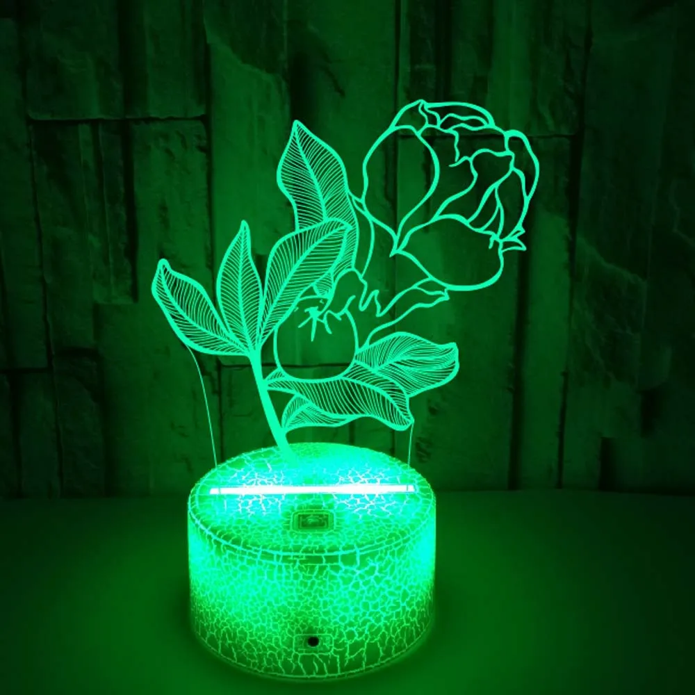 Nighdn Flower 3d Lamp Colorful Touch Remote Control Night Light for Kids Bedroom Lighting Home Decoration Valentine's Day Gifts | Лампы и
