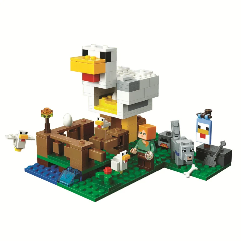 

The Chicken Coop Building Blocks With Alex Action Figures Compatible My World MinecraftINGlys Sets Toys For Children 21140