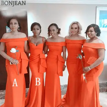 

Elegant African Dress For Wedding Brides Maid Dresses Orange African Bridesmaids Dresses Women Wedding Party Dress Plus Size