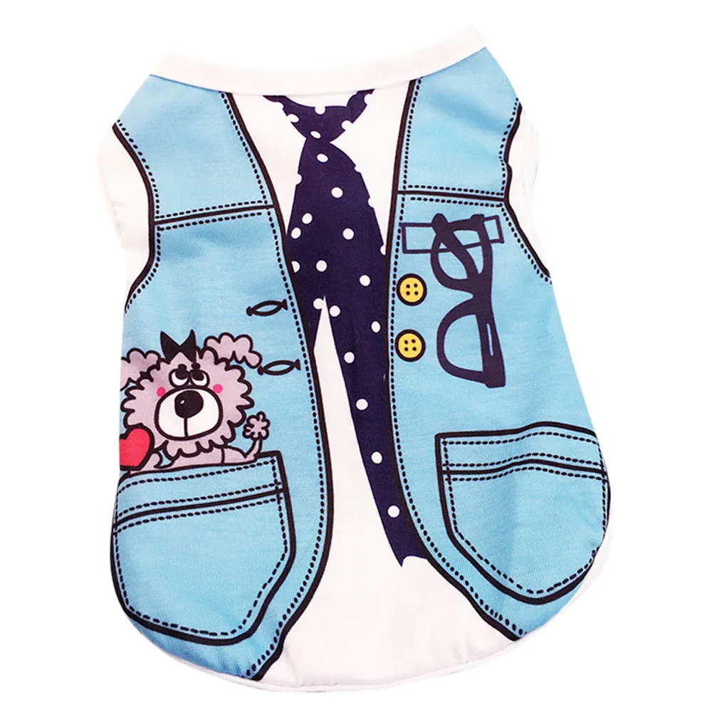 Sky Blue Летняя одежда для собак, одежда для щенков и собак, жилет для кошек, рубашка, фальшивая лямка - Цвет: Sky Blue
