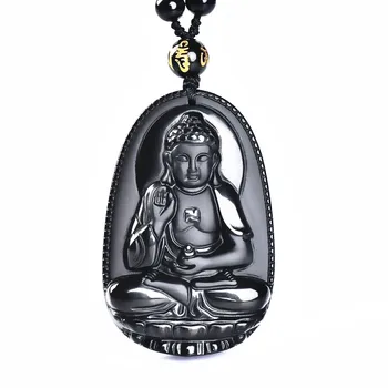 

Pray Necklace Obsidian Buddha Pendant Jade Pendant Male Women Buddha Bead Curtain Transhipped Scrub Head Pendant Black Jade