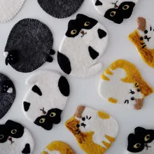 

Cat Coasters Felt Animal Mat Coffee Mugs and Cups Pads Cartoon Desktop Ornament Placemat Insulating Dining Mat Home Decorations