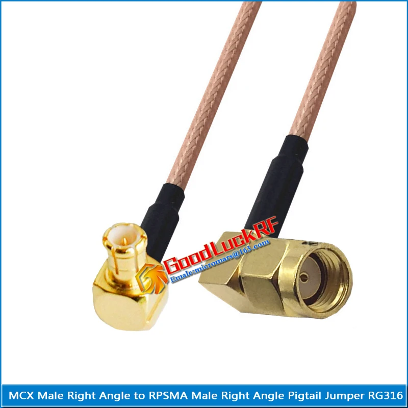 

MCX Male Right Angle 90 Degree to RP-SMA RP SMA Male Right Angle Plug Coaxial Pigtail Jumper RG316 extend Cable Low Loss
