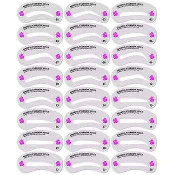 

24Pcs/Set Eyebrows Stencil Stickers 24 Styles Eyebrow Shaper Grooming Kit Makeup Template Tool maquillage трафарет для бровей