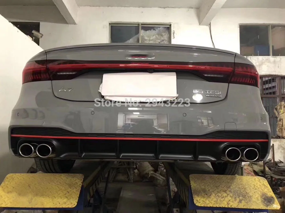 Для Audi A7 Sline S7 бампер ABS черный Задний спойлер диффузор бампер Защита защитная накладка
