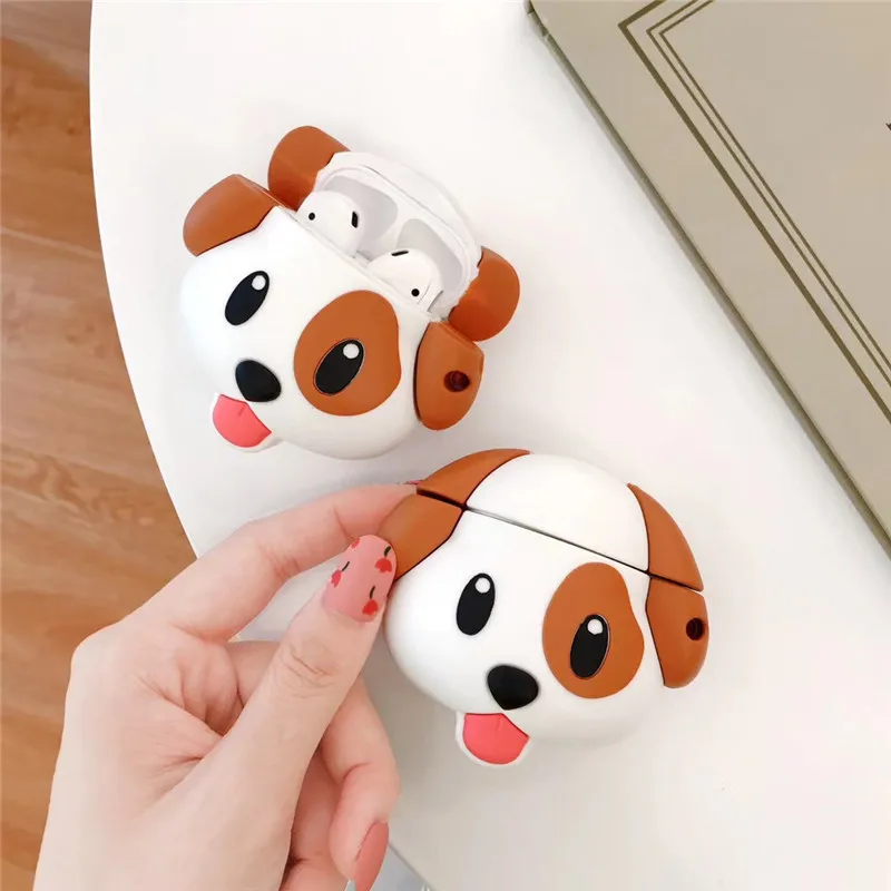

For AirPod 2 Case 3D Funny Emoji Dog Cartoon Soft Silicone Wireless Earphone Cases For Apple Airpods Case Cute Cover Funda