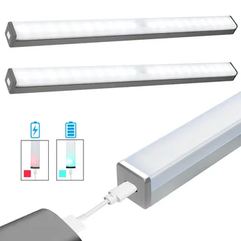 

2pcs USB Cabinet Lights Bright Motion Sensor Closet Lamp Energy-Saving Rechargeable Wardrobe Light Durable Home Lighting