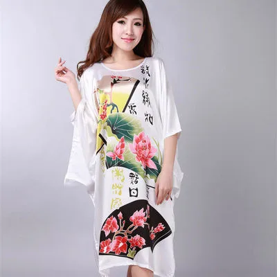 Новинка зеленый китайский женский шелковый халат из вискозы свободный халат кимоно банное платье пижамы Mujer Пижама Плюс Размер - Цвет: 7