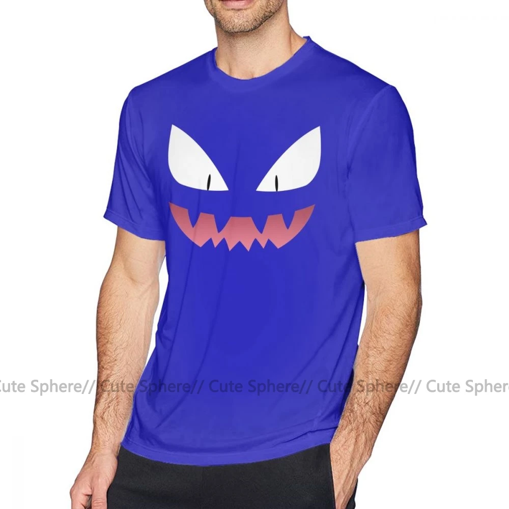 Футболка Gengar, футболка Pokemon Haunter Ghost, футболка с коротким рукавом из 100 хлопка, милая Повседневная мужская футболка с большим принтом - Цвет: Blue