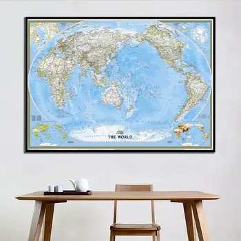 

2011 Version The World Physical Map A2 Size HD Printed Waterproof Fine Canvas No-frame Painting For Living Room Wall Decor