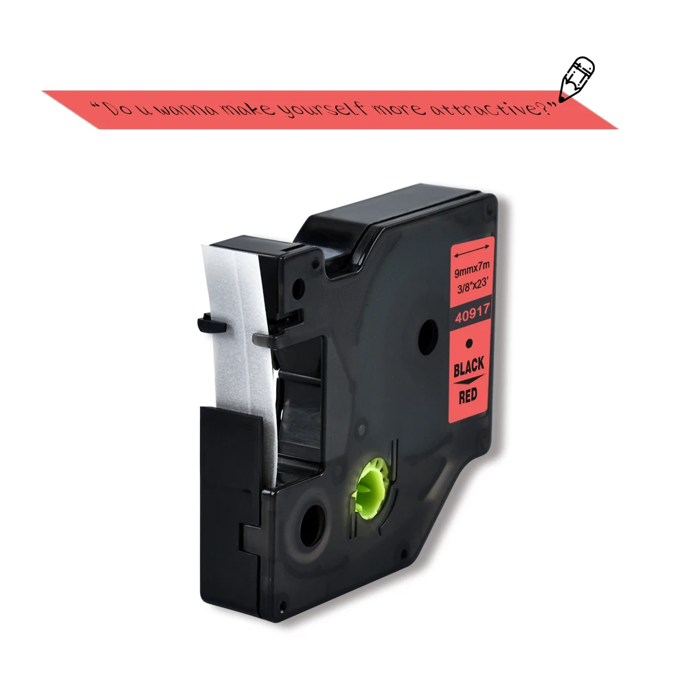 Dymo-d1 9mm 40917 검정색 빨간색 라벨 테이프 리본 호환 Dymo D1 라벨 프린터, Dymo LM160 LM280