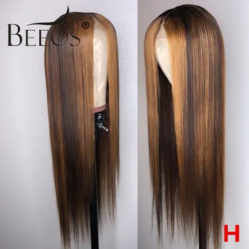 

Beeos 13x4 180% Lace Front Human Hair Wig Straight Highlight Honey Blonde Brown 1b30 Pre Plucked Brazilian Remy Lace Wigs
