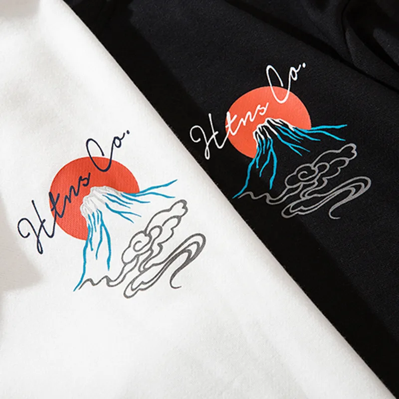 Мужская толстовка с капюшоном в стиле хип-хоп Уличная Толстовка Harajuku с принтом японского вулкана Кита, пуловер хлопковая толстовка осень