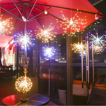 

150 LED Firework Dandelions Light Copper Wire Waterproof Fairy Lights For Wedding Party Decor 8 Modes Remote Control