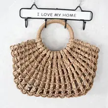 Тканая круглая женская сумка ручной работы, летняя Соломенная пляжная сумка в богемном стиле для путешествий, шоппинга, женская сумка-тоут из ротанга, плетеные сумки