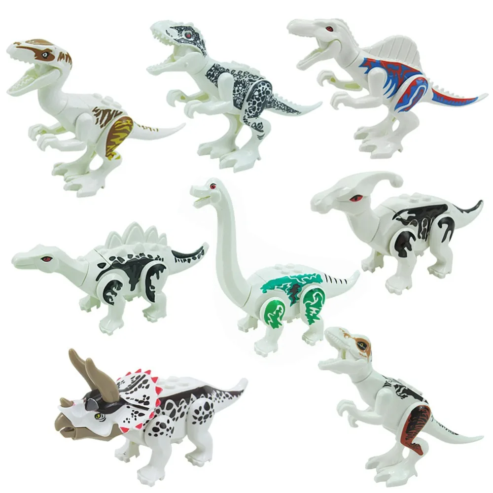 

8Pcs Jurassic World Park Raptor Dinosaurs Velociraptor Indoraptor Dino Figures Building Blocks Bricks Set Toys Gift