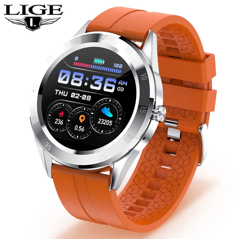 

2020 LIGE fashion IP68 Waterproof Smart Watch Men Heart Rate Blood Pressure Answer The Phone Sport Full Touch Screen Smartwatch