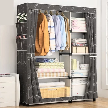 

Non-woven folding portable storage wardrobe Fabric Cloth Wardrobe Assembly Frame Modern Furniture
