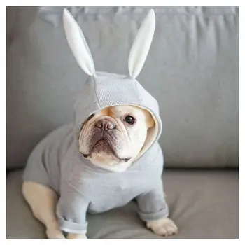 

Autumn and Winter New Dog Clothes Small Dog Knitted Sweater Hooded Rabbit Ears Clothes Pet Clothing French Bulldog VIP Clothes