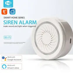 Système d'alarme domestique sans fil Tuya WIFI, sirène USB, détecteur, son et lumière, pour maison intelligente, fonctionne avec Alexa Google Home 