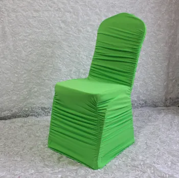 

100pcs Apple green Ruffled Lycra Spandex Stretch Chair Covers For Wedding Banquet Hotel Party Decoration