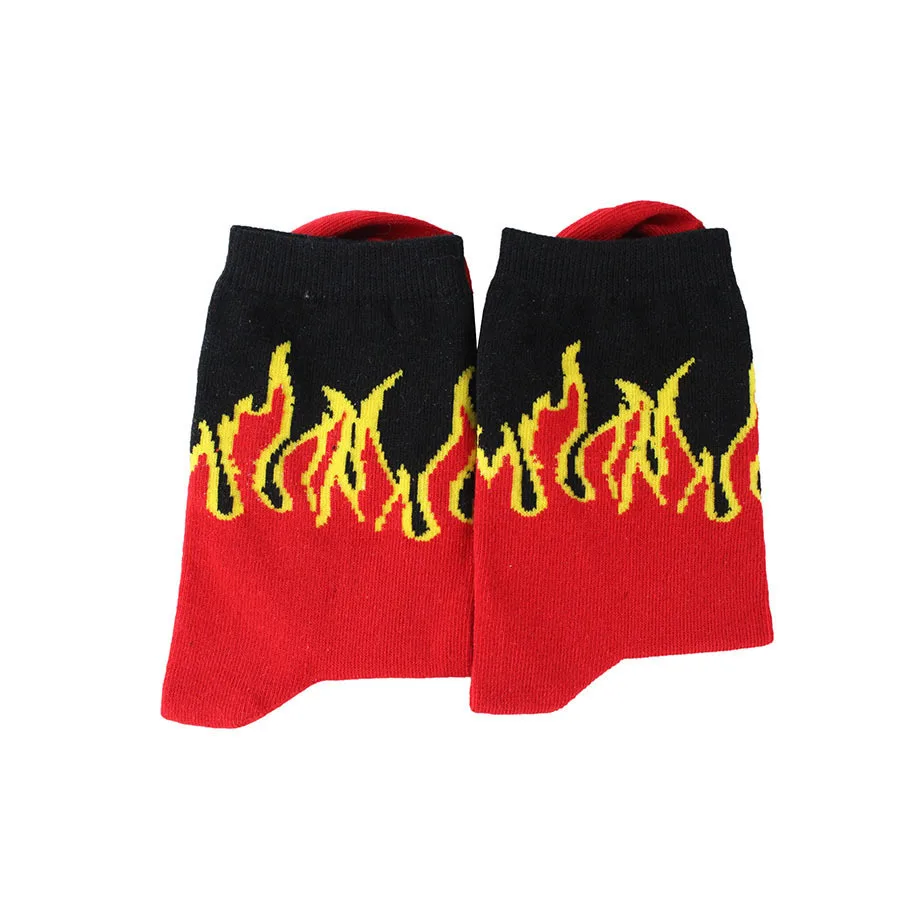 Хип-хоп хит, мужские Модные цветные носки с огненным ворсом, красные Пламенные фонарики, мощный фонарь, теплые уличные носки для скейтборда, носки