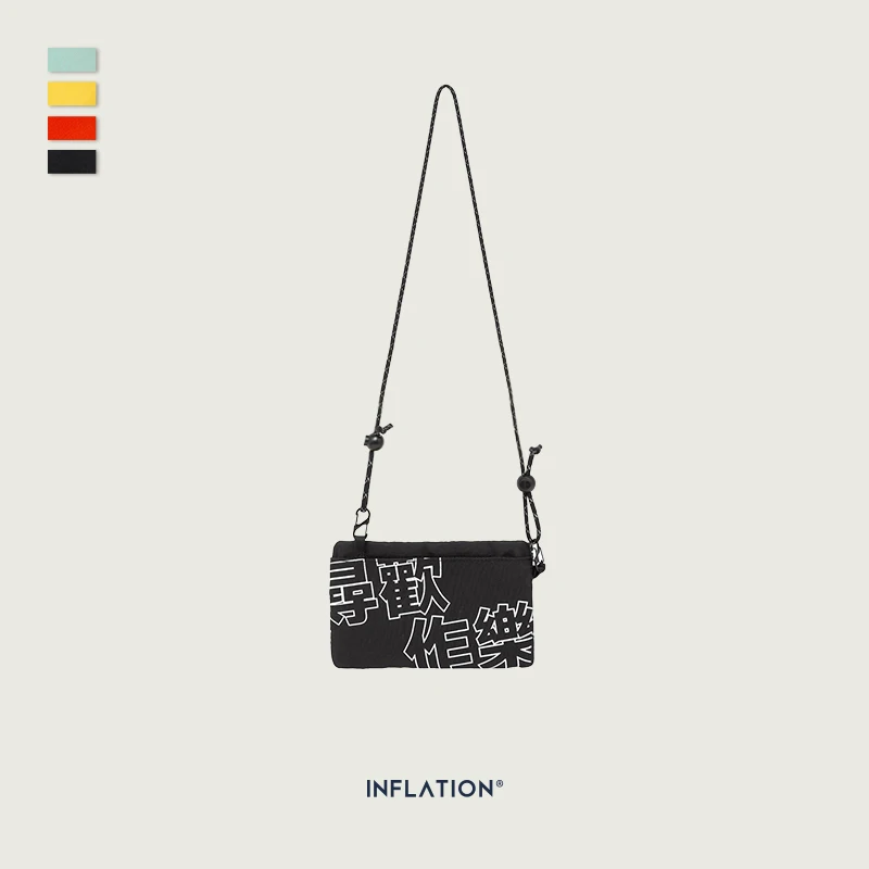 INFLATION Fashion Chinese Print PVC Mini Bag Streetwear Men Fanny Pack Chest Bag Outdoor Travel Key Phone Pouch 258AI2019 - Цвет: black